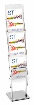 Literature brochure stands Display 1 Brochure Display 1 Aura Stylish with sturdy base Zed Up Plus Suits three brochure sizes Cascade Simple