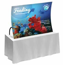 portable demonstrations Update graphics fast Delicate by nature Retail display counters Min banner, compact design