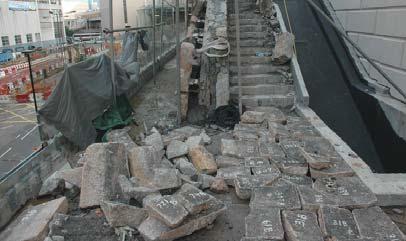 stone wall to be relocated and preserved new pedestrian step way formed