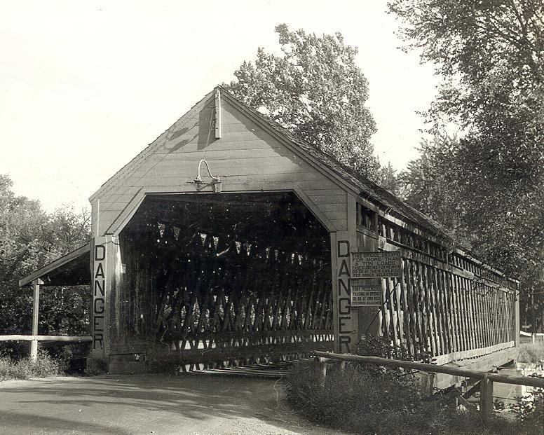 July 6 1958 The decaying covered bridge is inadequate to handle the car and truck traffic generated by Pepperell s post World War II growth and the bridge is closed.