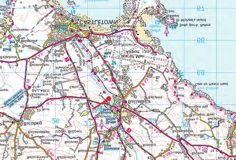 Reproduced from the Ordnance Survey Not GENERAL REMARKS directions From the roundabout in Ballasalla head north from the Whitestone Tavern and at the second roundabout bear left onto Bridge Road.