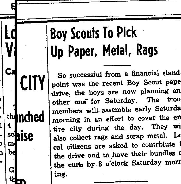 February 24, 1949, Evansville Review, p. 1 col. 2, Evansville, Wisconsin Mrs. Don Wickersham accompanied her den of Cub Scouts to Madison Thursday.