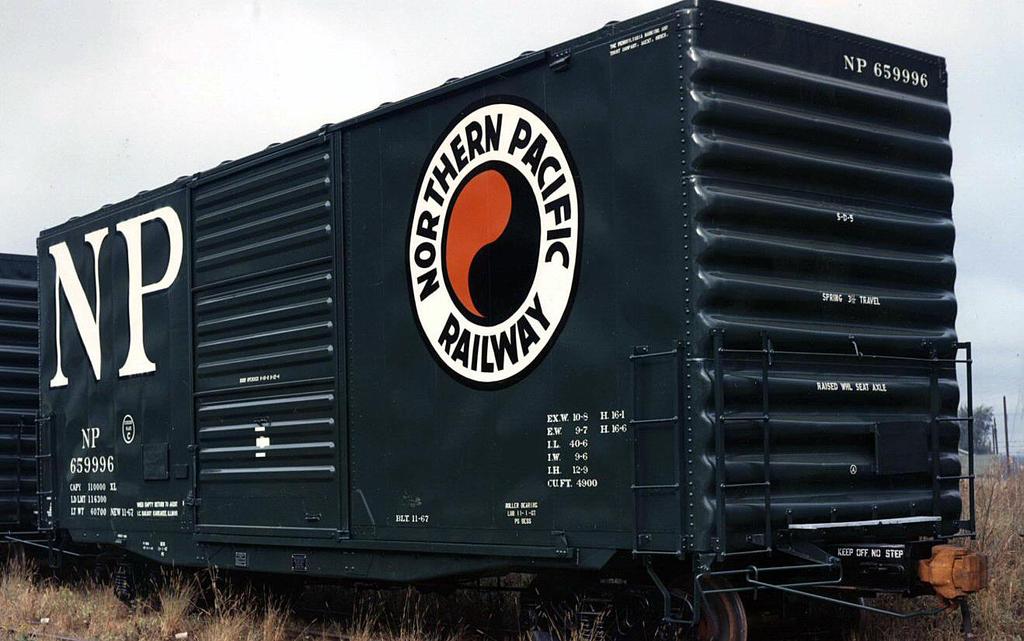 NP 659994-659999 Boxcar, 40 BLT by Pullman Standard 1967 6" NP initials with black drop shadow Reporting marks