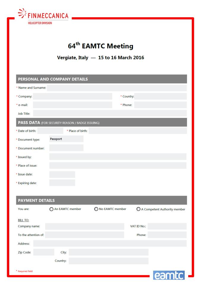 Details of invoice are required to be provided during performance of booking processes. EAMTC members may participate in this meeting.