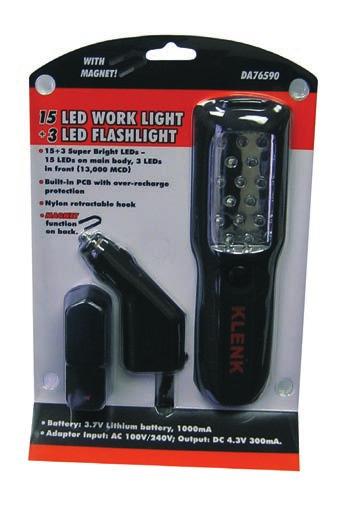 LED Work Light / Kinetic Shake Flashlight Rechargeable work light has 15 LEDs to