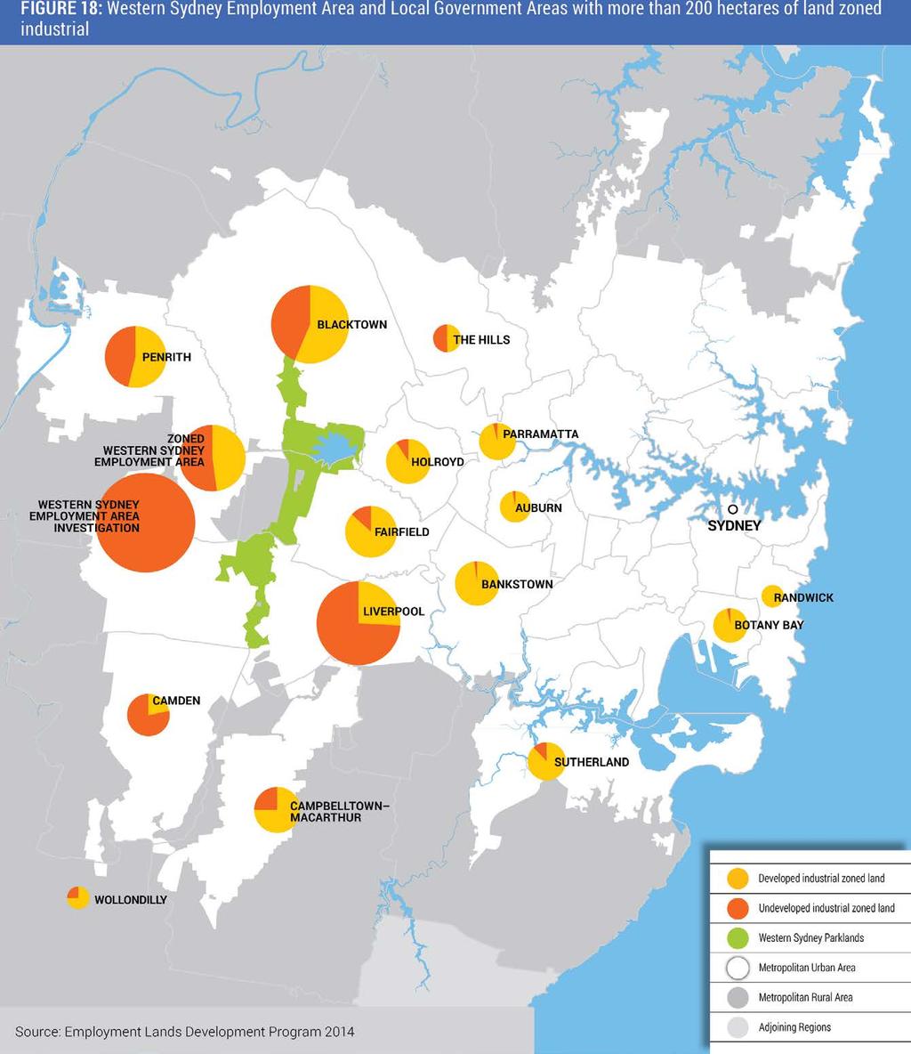 GOAL ONE: SYDNEY S COMPETITIVE ECONOMY 53 FIGURE 18: Western Sydney Employment Area and Local Government