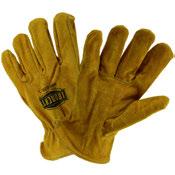 on fingers and back of hand for impact - EN388: 2141 HI-VIS BUFFALO UTILITY GLOVE - Premium water buffalo and cowhide - Foam padding on fingers