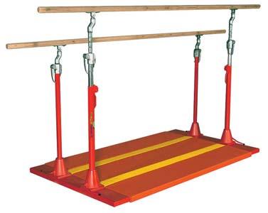 Sports and facility equipment Buck The stable leg construction made of steel includes floor protection hooves on all legs and additional roller wheels on two wheels.