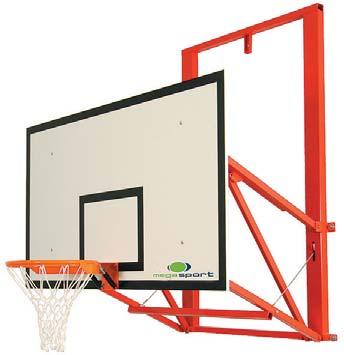Sports and facility equipment Basketball wall-mounted frame - backward folding Wall frame made of steel tube with telescopic locking mechanism, 3 adjustable height settings.