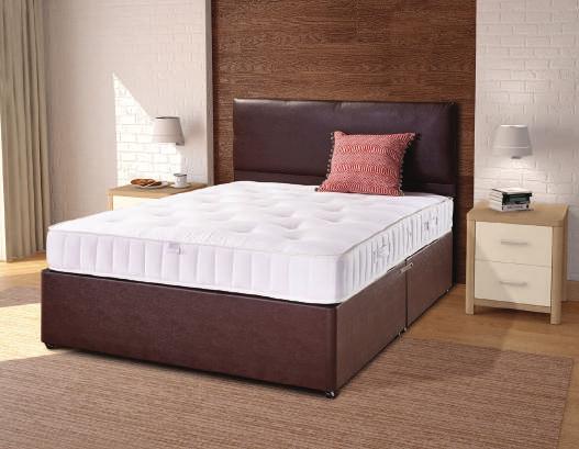 Finished in 100% natural ecru Egyptian cotton on a full size brown faux leather base.