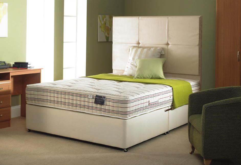5 gauge AGRO spring units at its core and is available with either memory foam or fibre. It is upholstered in 100% natural Egyptian cotton with a micro-quilted top panel for enhanced comfort. 12.