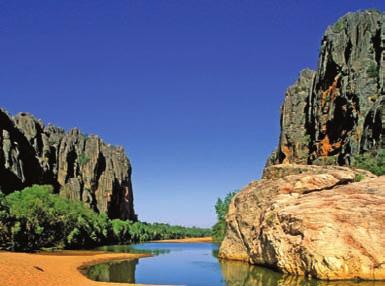 through the amazing Geikie Gorge Stay nights in the World Heritage listed Purnululu National Park at the Bellburn Safari Camp Walk into the majestic Cathedral Gorge and Echidna Chasm in the Bungle