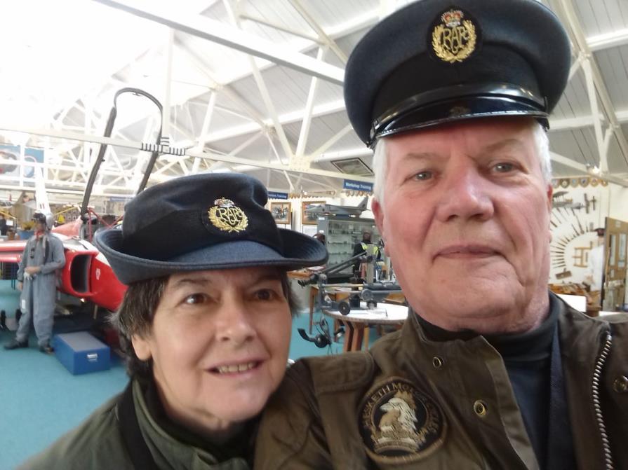 Trying on hats time. Wanted this couple for questioning about their day Looks like they enjoyed themselves. Short note of our trip to RAF Halton.