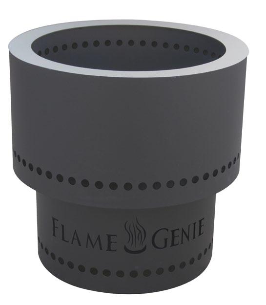 The Flame Genie produces maximum flame utilizing Gravitational Afterburner System which also minimizes smoke. The delightful flame pattern can be enjoyed for hours.