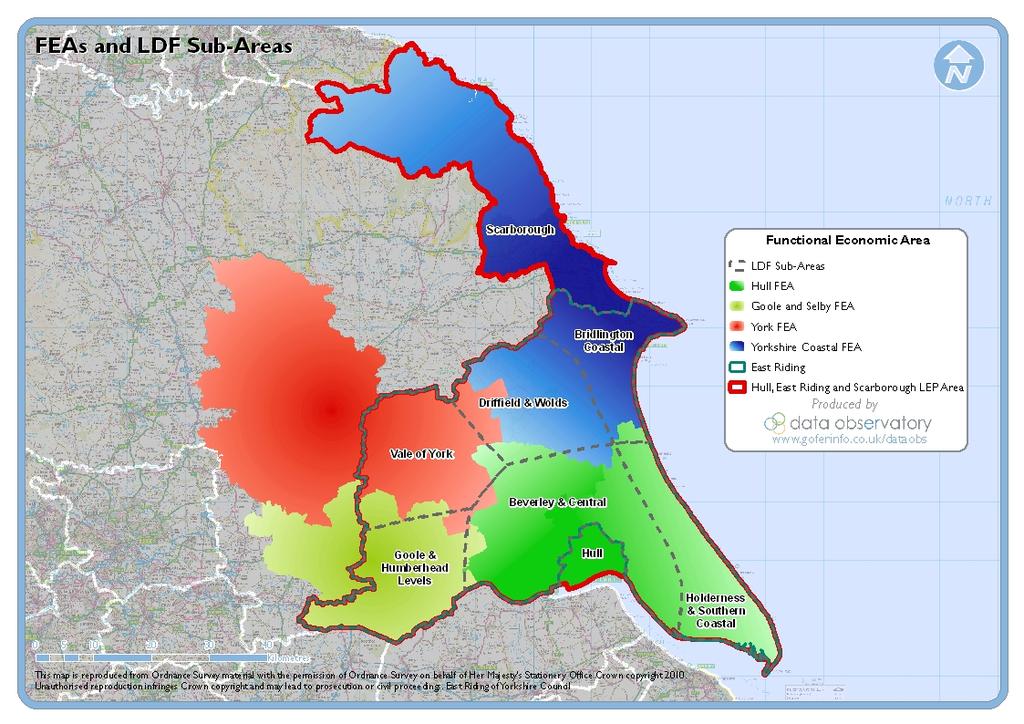 Figure 4: East Riding of Yorkshire s Functional Economic Areas and LDF Sub Areas Source: East Riding of Yorkshire Council 1.9.