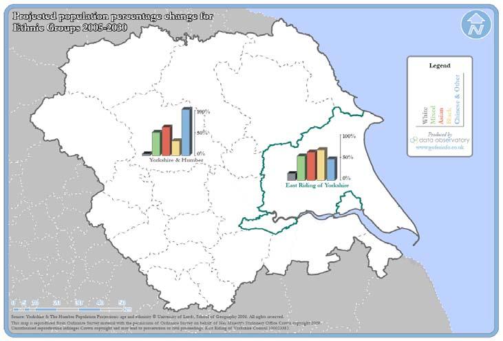 Figure 17: Black & Ethnic Minority Population Change Percentage change between 2005 and 2030 White Mixed Asian Black Chinese & other Total East Riding of Yorkshire 16.4 58.3 67.8 73.7 51.1 17.