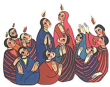 Pentecost or Whit Sunday is the commemorates the descent of the Holy Spirit upon the mother and followers of Jesus, some 50 days after his resurrection from the dead and 40 days after he ascended