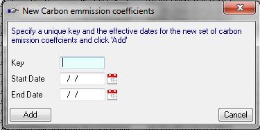 The New action can be used to add an entire set of carbon coefficients (all zero) which must then be individually captured.
