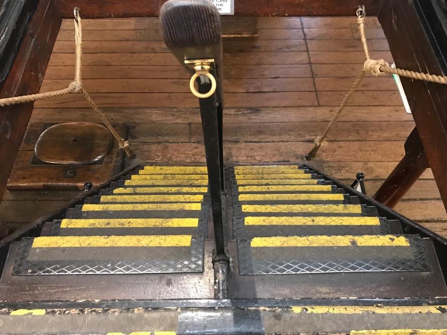 Double ladder stairs to Mess Deck,