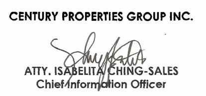 11. Indicate the item numbers reported herein: Item 9 Item 9. Other Events / Material Information Century Properties Group Inc.