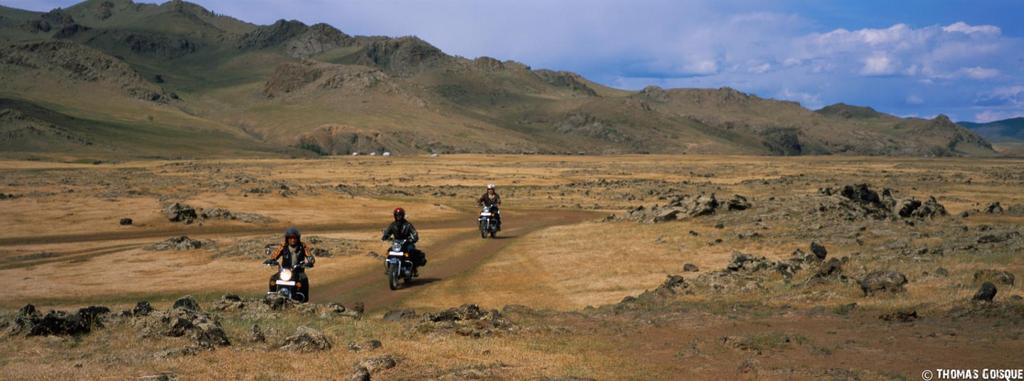 Day 3: Hustai National Park OgiiNuur [300 km 6/7h ride] We take a gentle road through the Steppes before taking a small track with changing conditions.