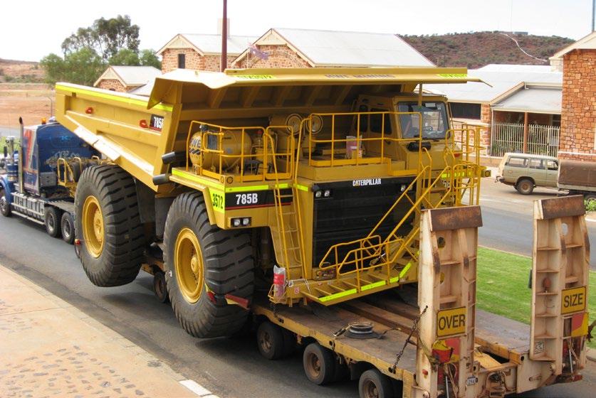 Mining dump truck being transported on low loader Image courtesy of Quilpie Shire Council 2.