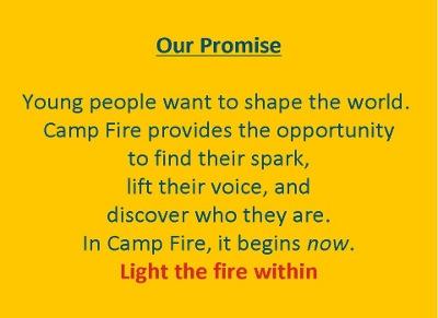 At Camp Fire, we Liight the Fiire Wiithiin Camp Fire helps youth dig deep inside and discover their "sparks," their personally defined nuggets of potential.