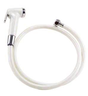 toilet shower ABS shower head and connector component PVC flexible hose, 120cm, 1/2" ABS shower head white