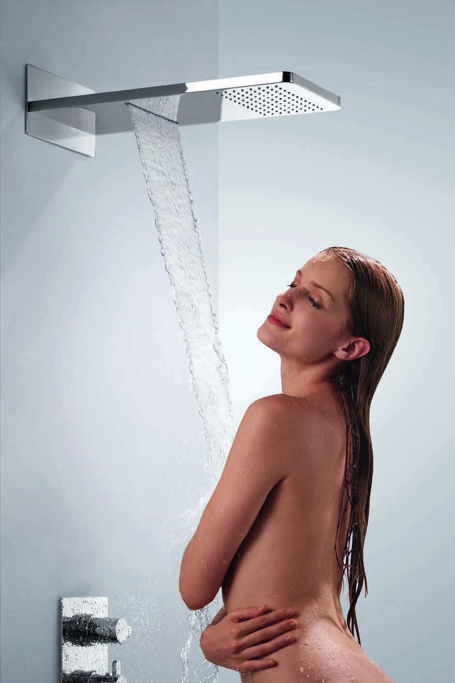 Fresia Series WATERFALL OUTLET THERMOSTATIC RAINSHOWER Waterfall outlet and thermostatic shower mixer, are the perfect choice for constant temperature bathtub or shower.