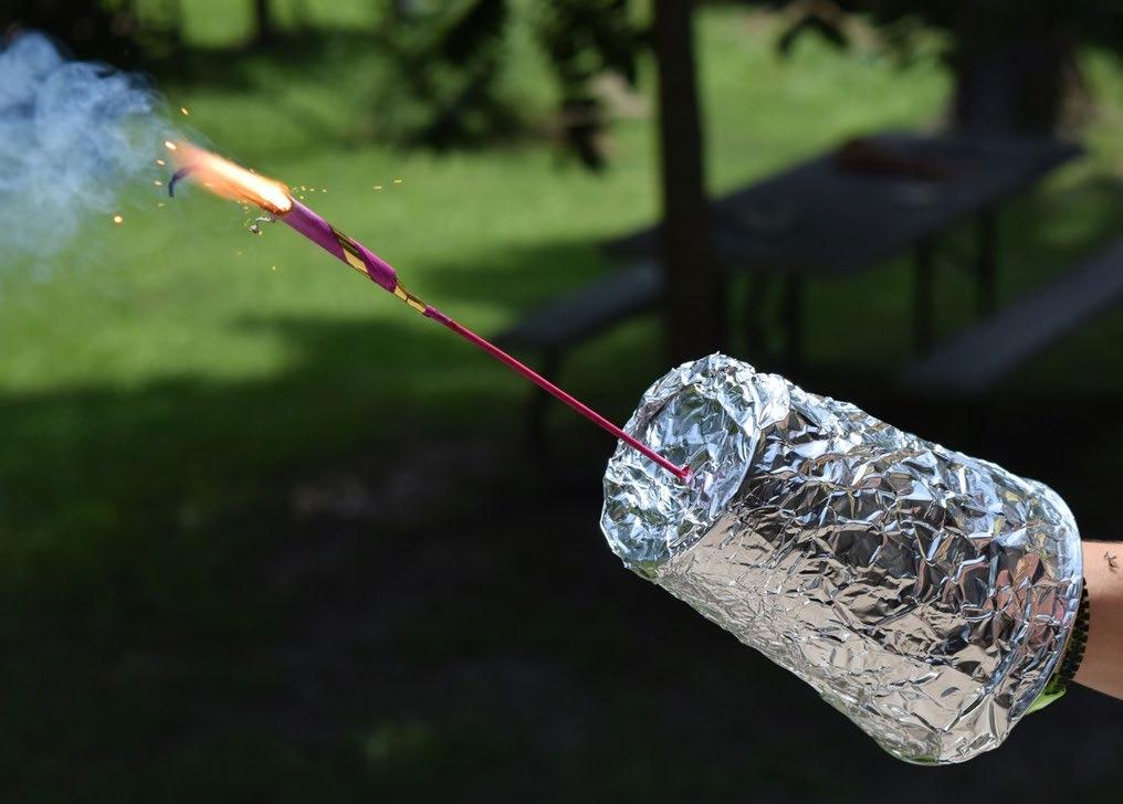 Use a plastic cup and aluminum foil to keep little hands
