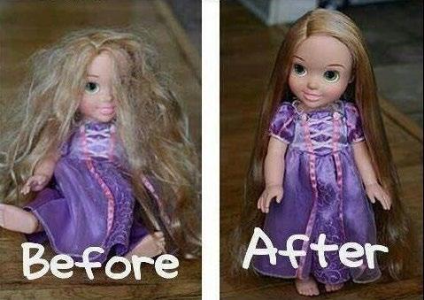Untangle doll hair with fabric