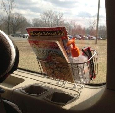 Use a suction cup shower caddy on your kids windows to