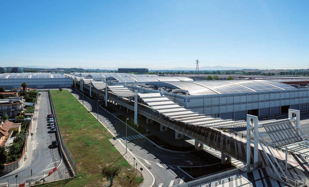 FIERA ROMA: PROTECTS THE ENVIRONMENT Fiera Roma is also ENVIRONMENTALLY FRIENDLY, with its THIN FILM PHOTOVOLTAIC PLANTS installed on 38,000 smq of roofs within the venue.
