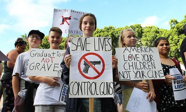 Protesters in Sydney s Hyde Park in solidarity with victims of US gun violence.