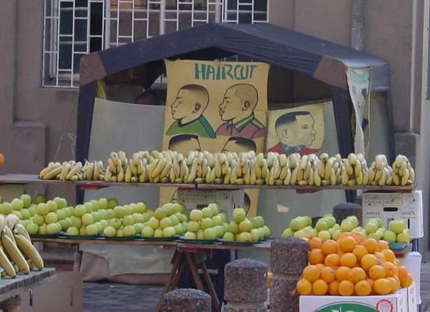 Fruit sales and haircut