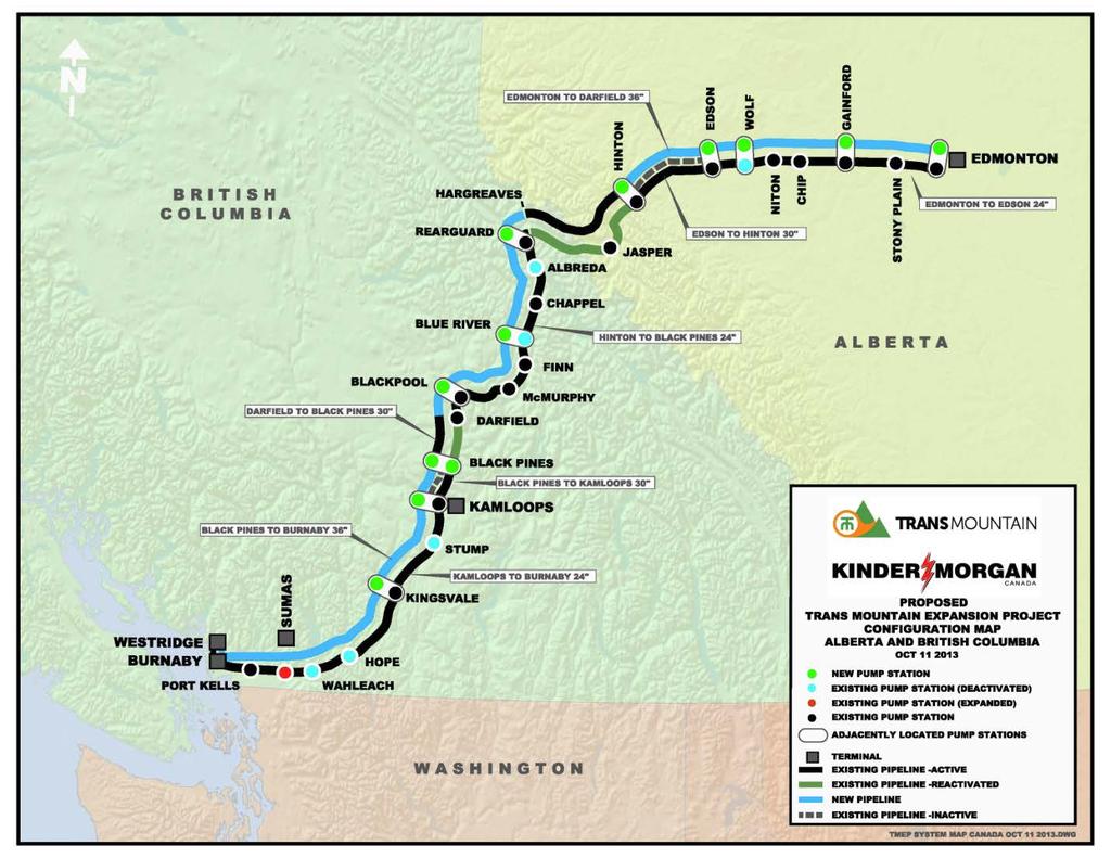 Figure 1: Kinder Morgan Canada Trans Mountain Pipeline Expansion Project Map 1.