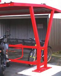 Motorcycle Locking Rail (MC) Integral Cycle Rack (IR) This motorcycle rail can be fitted to any of the shelters to provide covered secure storage for motorcycles.