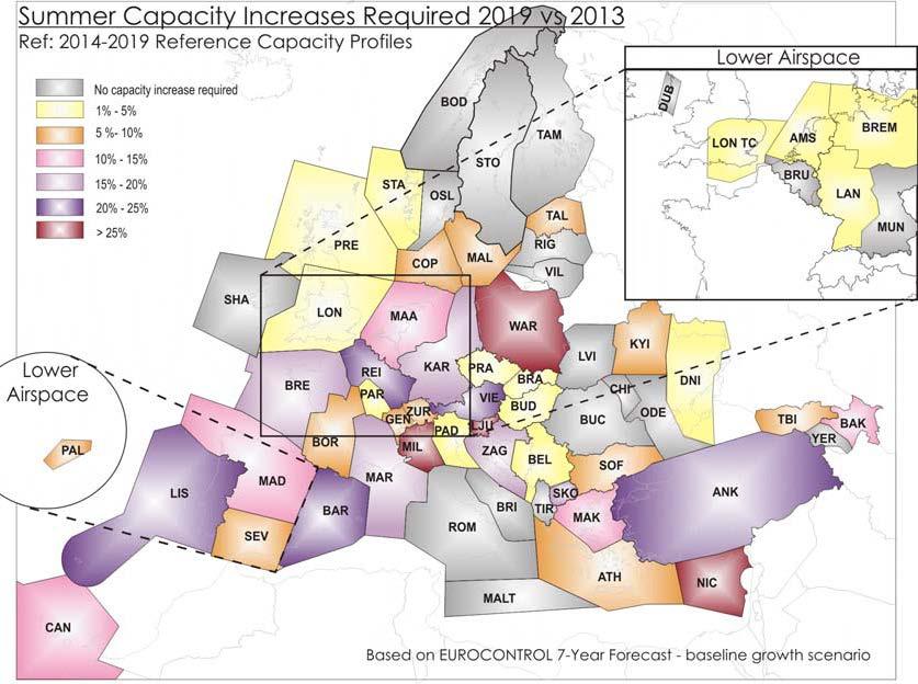 14 CHAPTER 2 Figure 2.9 Summer capacity increases required in European airspace by 2019 Source: Eurocontrol (2014) 2.3.4 Delays Airspace capacity bottlenecks cause delays.