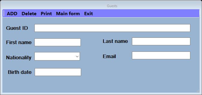 5. Guessts interface Fig 15: Guests interface This interface manipulate the Guests information 6. Booking interface Fig 18: Booking interface This interface manipulate the Booking information 9.