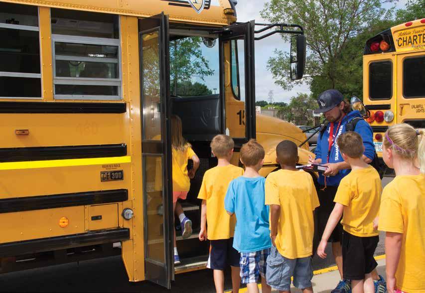 TRANSPORTATION INFORMATION The YMCA provides safe and reliable transportation each day for our campers to begin their adventure! Bus stop locations are available throughout the communities listed.