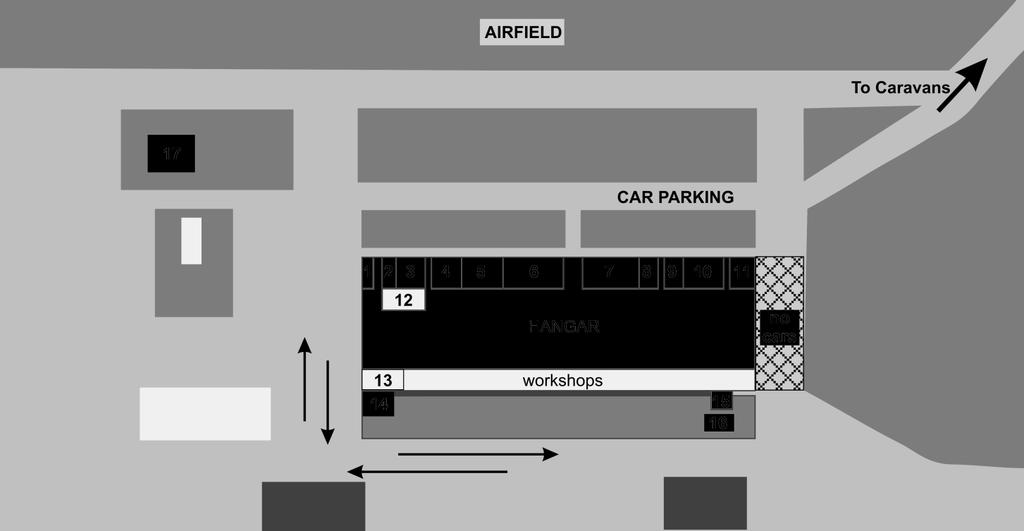 Airfield Map KEY: 1 Parachute room 2 Staff office 3 Staff office 4 Gents bunkroom 5 Family bedroom