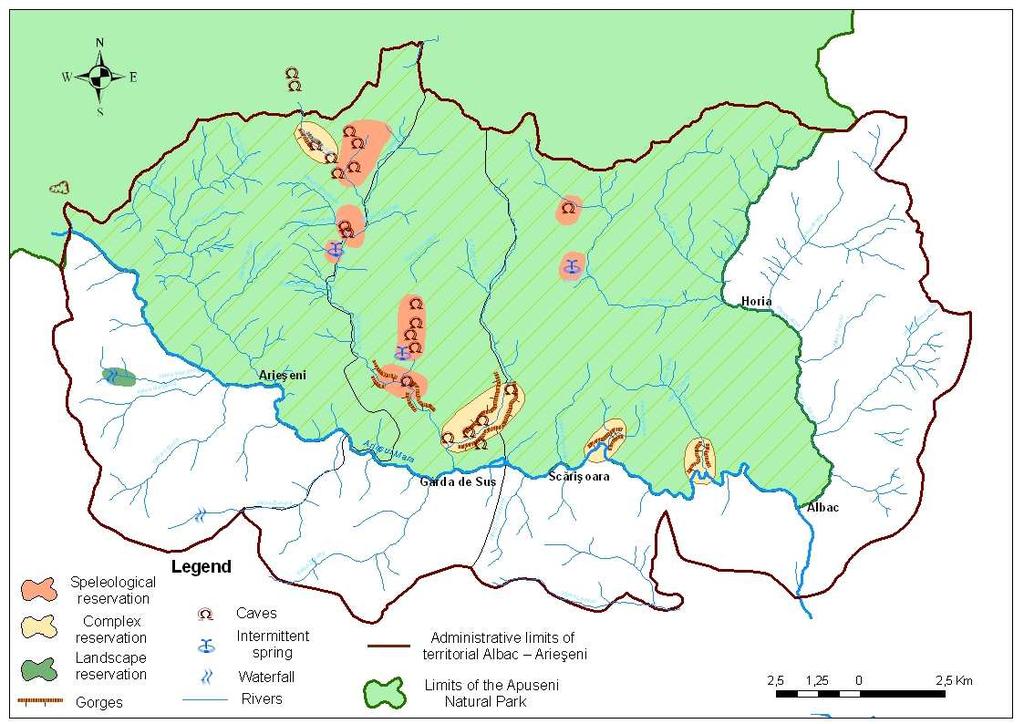 The Situation of the Natural Reservation from the Territorial System Albac-Arieşeni 143 1 2 3 4 Hoanca Apei Cave speleological 1 ha Gârda de Sus, village Gârda Seacă Avenul de la Tău speleological 1
