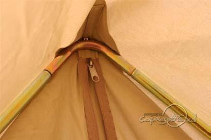 Then do the guy ropes around the whole tent without putting any of them under too much
