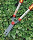 Specially designed for trimming box trees and other topiary plants. Curved double-edged blades. Short blades with plastic handle - lightweight and handy. Patented fine-adjustable bearing clearance.