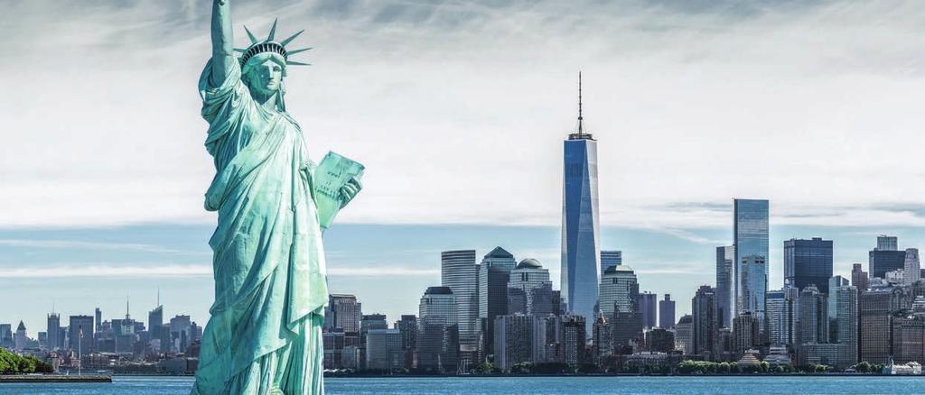 Statue of Liberty with New York City skyline 16 Day East Coast United States and Canadian Discovery Day 1: Saturday 18 May 2019 Arrive Boston Welcome to the USA!