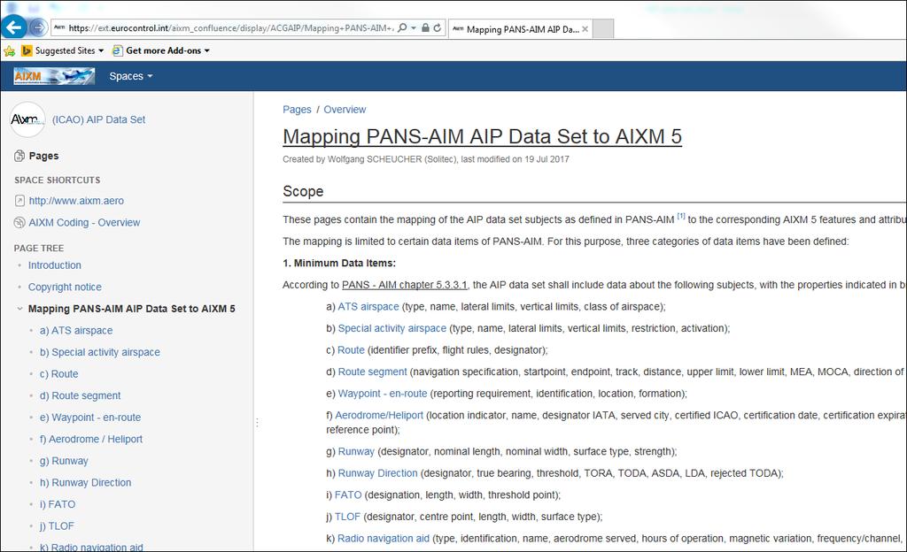 Mapping PANS-AIM AIP Data Set to