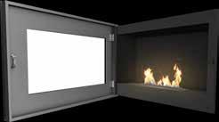 Vauni shadow Vauni shadow is a chimney-free fireplace with a glass front