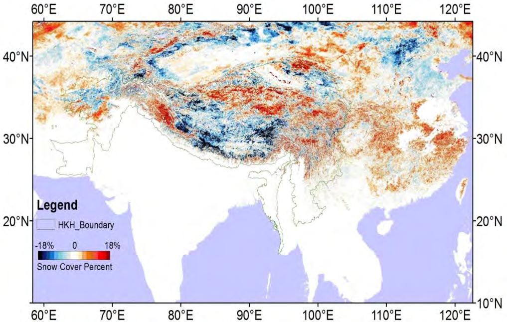Snow cover change from 2002-2010 Linear regression