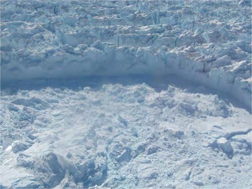 Image 1) Glaciers are large expanses of ice, often covering the landscape - Kangerdlugssuaq Glacier, Greenland (Image 1&3 -P.