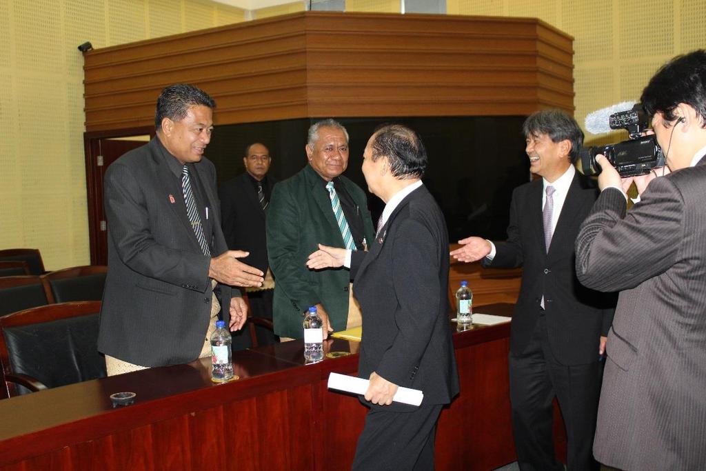 Mr. Toshihiro Nikai meeting Cabinet Ministers of Tonga during the